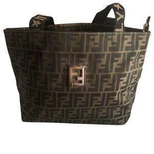Fendi Brown & Tan FF Logo Canvas Tote